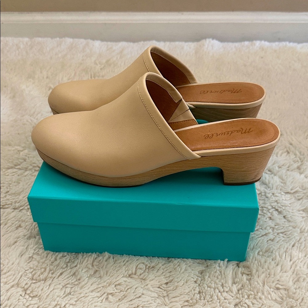 Madewell Cream Leather Mules